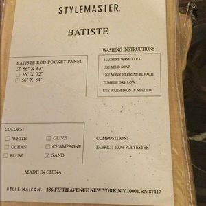STYLE master tan curtain size 56”w 63”l